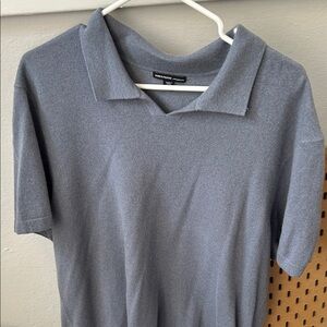 James Perse Men's Recycled 100% Cashmere Short-Sleeve Polo in Slate Gray
